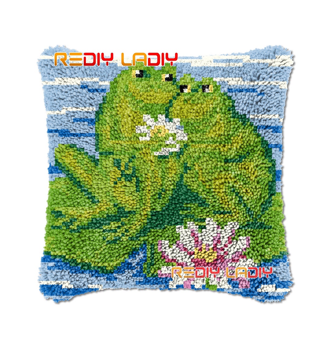 Latch Hook Coussin Deux Grenouilles Bricolage Needlepoint Kits Chunky