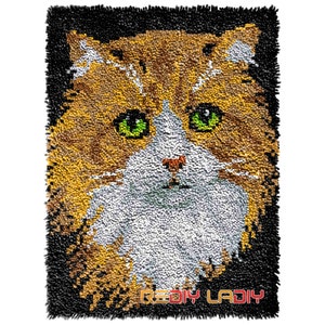 Latch Hook Rug Kits Cat and Dog Seat Cushion DIY Carpet Rug Chunky Yarn Arts Crocheting Tapestry Knotted Floor Mat Crafts