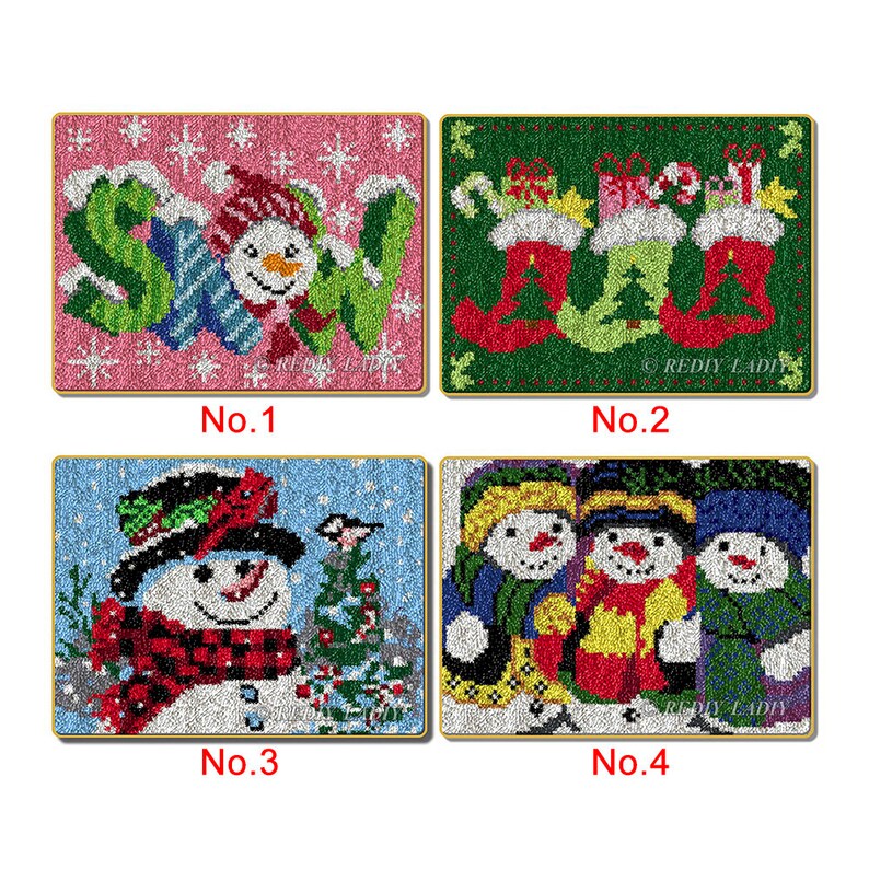 Latch Hook Rug Kits Snowman Christmas Plush Floor Mat Etsy