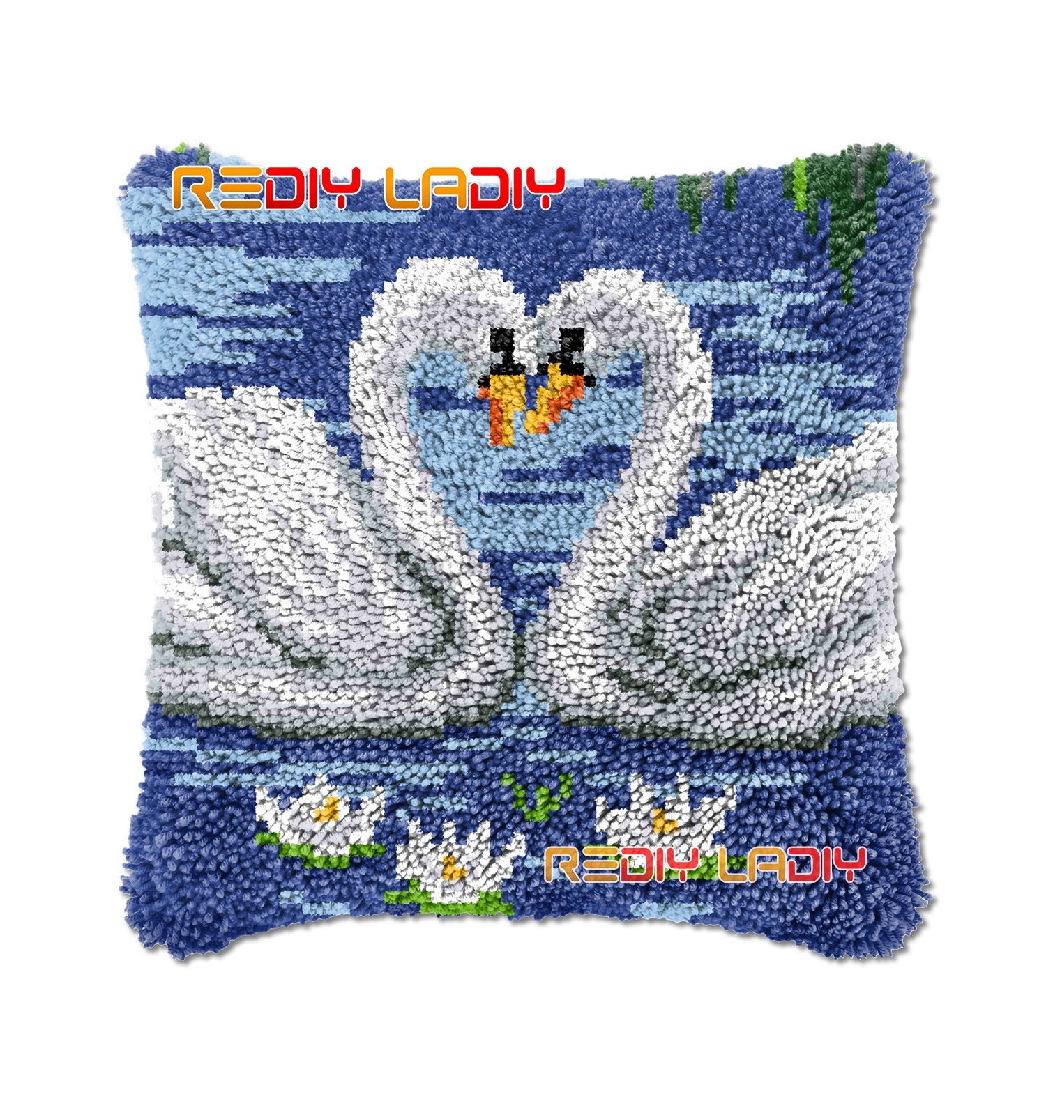 Latch Hook Cushion Two Swans DIY Needlepoint Kits Chunky Etsy