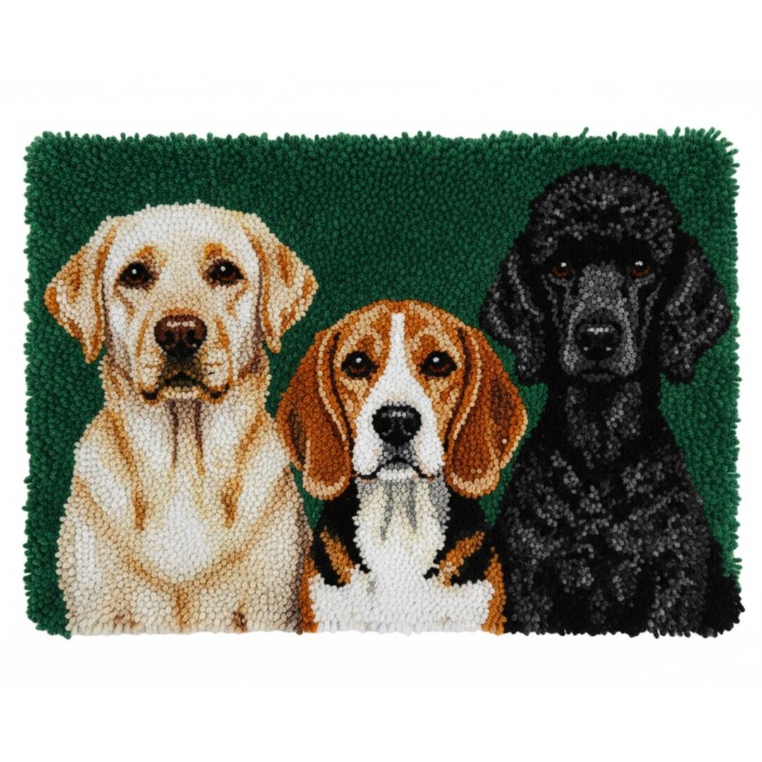 Three Dogs Latch Hook Kits DIY Rug Making Kit Pre-printed Canvas ...