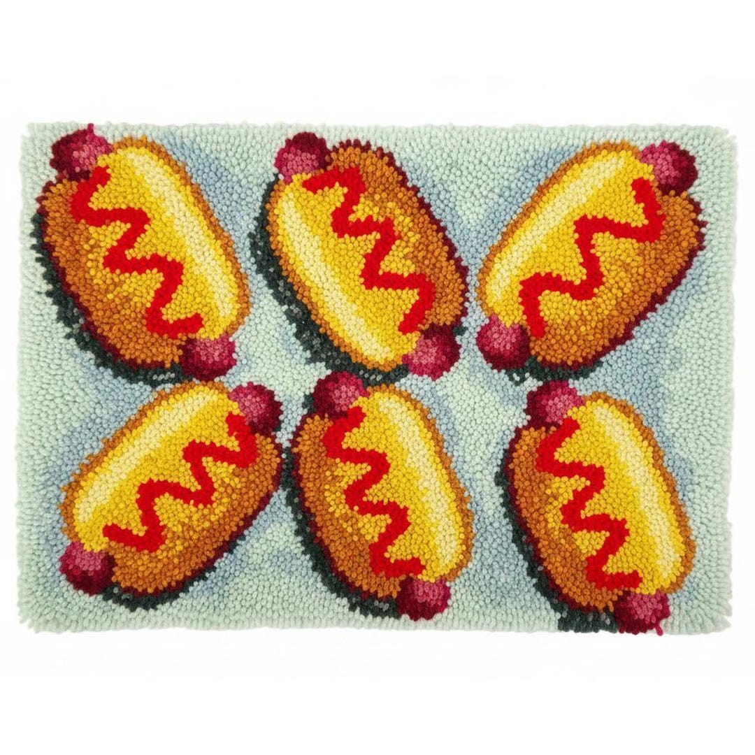 Hot Dog Pop Art Latch Hook Kits DIY Rug Making Kit Pre-printed