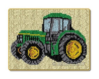 Klink Haak Tapijt Kits Bus met Tractor Pluche Vloermat Voorbedrukt canvas Antislip Tapijt Backing DIY Handgemaakte Tapijt Ambachten