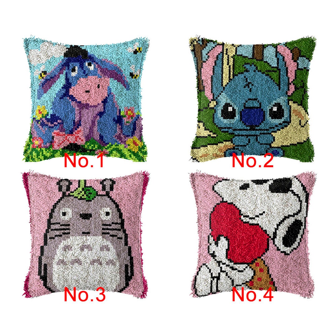 Latch Hook Kits Make Your Own Cushion Cartoon Lattice Pre-printed Canvas  Crochet Pillow Case Latch Hook Cushion Cover Hobby & Crafts 
