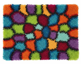 Colorful Pebble Latch Hook Kits DIY Rug Making Kit Pre-Printed Canvas 75x55cm