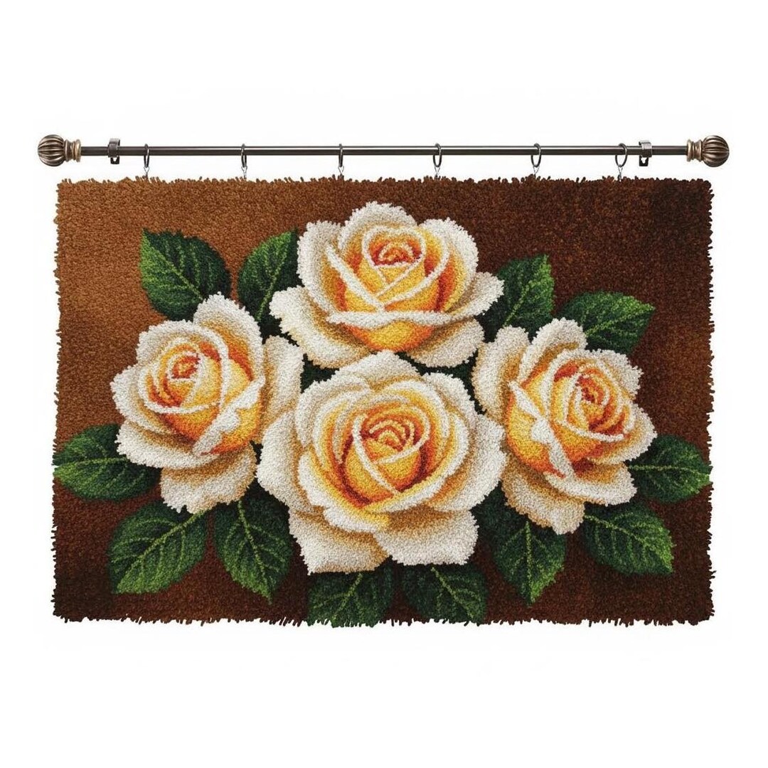 Roses Bouquet Latch Hook Kit for Adults DIY Rug Making Kits Wall ...
