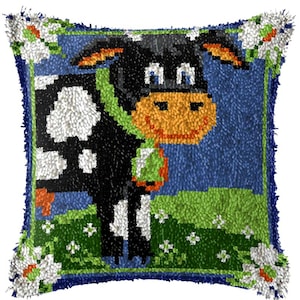 43x43cm Latch Hook Cushion Cartoon Pre-Printed Canvas Acrylic Yarn Pillow Case Crochet Cushion Hobby & Crafts