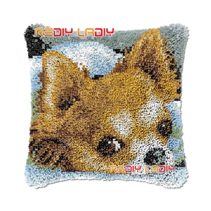 Latch Hook Cushion Sleeping Dog DIY Needlepoint Kits Chunky Acrylic Yarn Arts Crocheting Lofty Pillow Case Hobby & Crafts