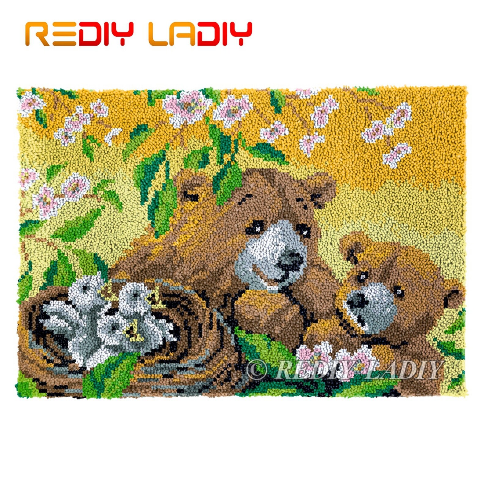 Latch Hook Rug Teddy Bears Chunky Yarn Tapestry Kits DIY Carpet Rug