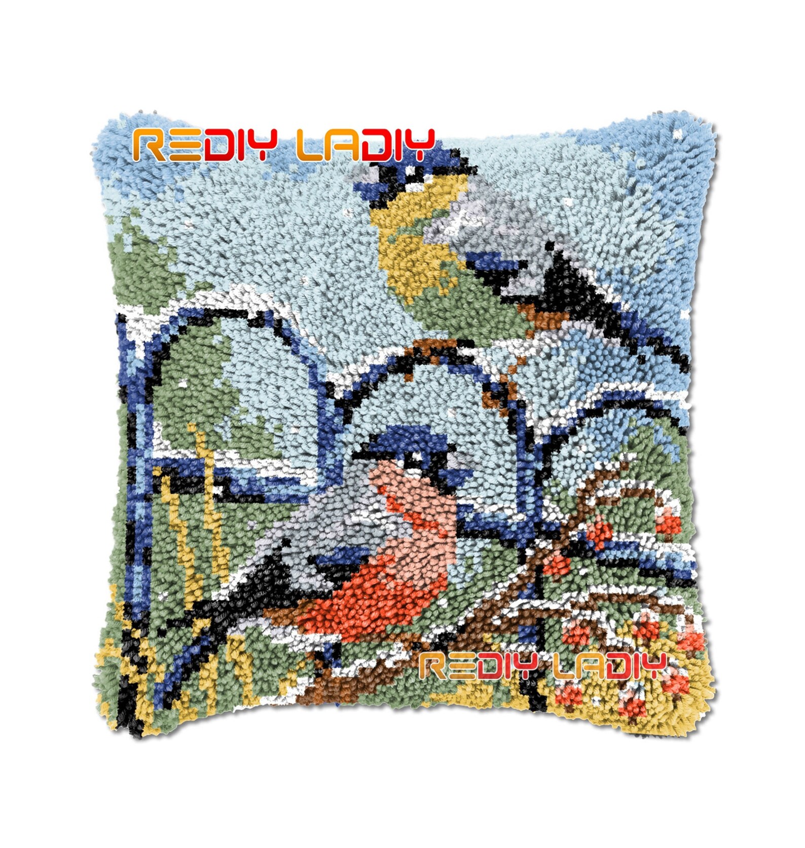 Latch Hook Cushion Two Birds DIY Needlepoint Kits Chunky Etsy UK