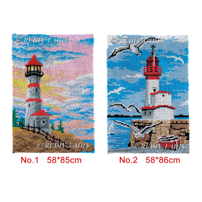Latch Hook Rug Lighthouse Chunky Yarn Tapestry Kits DIY Carpet Etsy