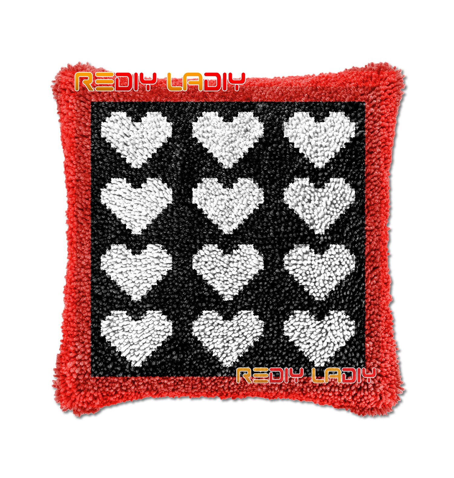 Latch Hook Cushion White Heart DIY Needlepoint Kits Chunky Etsy