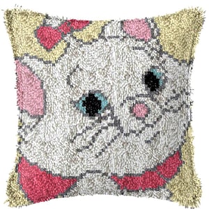 43x43cm Latch Hook Cushion Bear Panda Kitten Pre-Printed Canvas Acrylic Yarn Pillow Case Crochet Cushion Hobby & Crafts