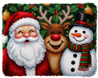Zestawy do samodzielnego wykonania dywanów Holiday Trio Latch Hook, płótno wstępnie zadrukowane, 75 x 55 cm