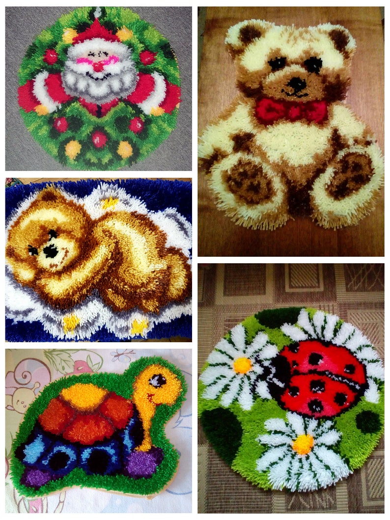 Latch Hook Rug Kits Home Decorative Plush Floor Mat Etsy