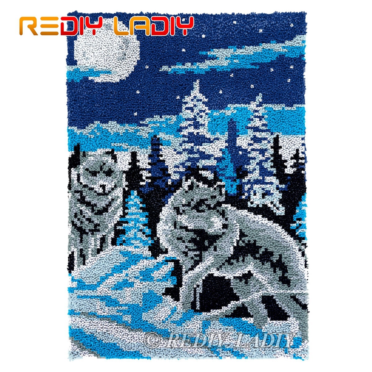 Latch Hook Rug Moon Wolves Chunky Yarn Tapestry Kits DIY Etsy