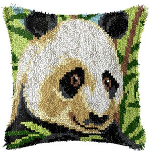 43x43cm Latch Hook Cushion Panda Cat Dog Pre-Printed Canvas Acrylic Yarn Pillow Case Crochet Cushion Hobby & Crafts