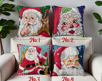 Kit de cojín navideño con gancho de pestillo, diseño de Papá Noel (43 x 43 cm)