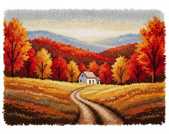 Golden Harvest Latch Hook Kits DIY Rug Making Kit Pre-Printed Canvas 75x55cm