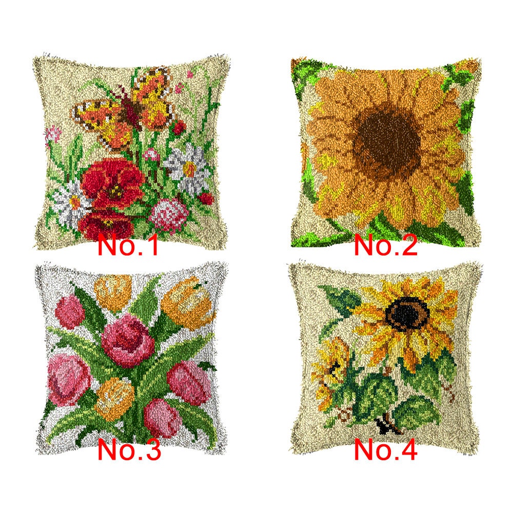 43x43cm Latch Hook Cushion Merry Christmas Pre-printed Color Canvas Acrylic  Yarn Pillow Case Crochet Cushion Arts & Crafts 