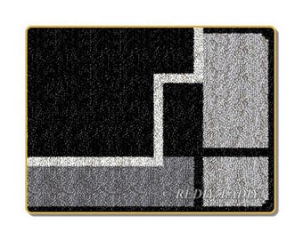 Latch Hook Rug Kit: Black, White & Gray Geometric Design
