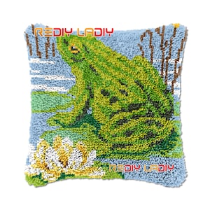 Trava gancho almofada sapo verde diy kits de bordado grosso fio acrílico artes crochê elevado fronha hobby & artesanato