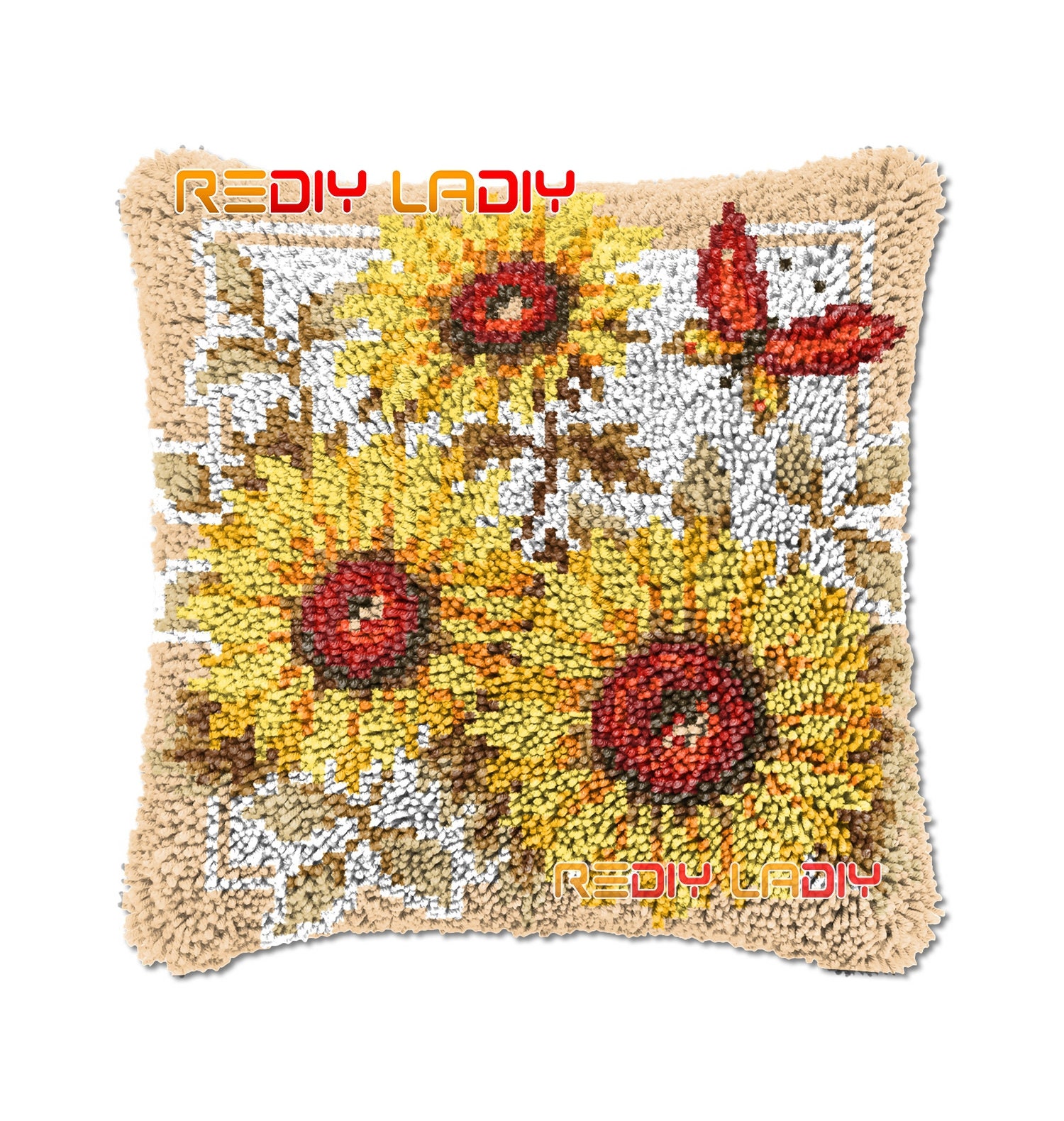 Latch Hook Cushion Sunflowers DIY Needlepoint Kits Chunky Etsy