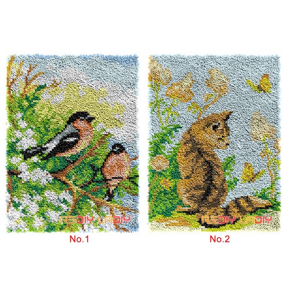 Bird Latch Hook Rug Kit Carpet Mat Needlework DIY Tapestry Yarn