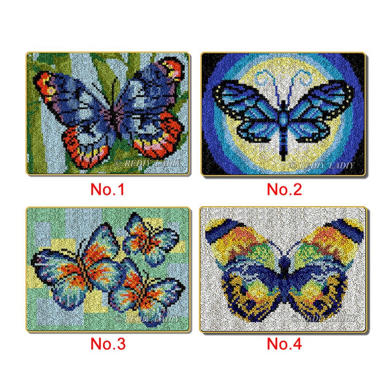 Latch Hook Rug Kits Colorful Butterflies Plush Floor Mat Etsy