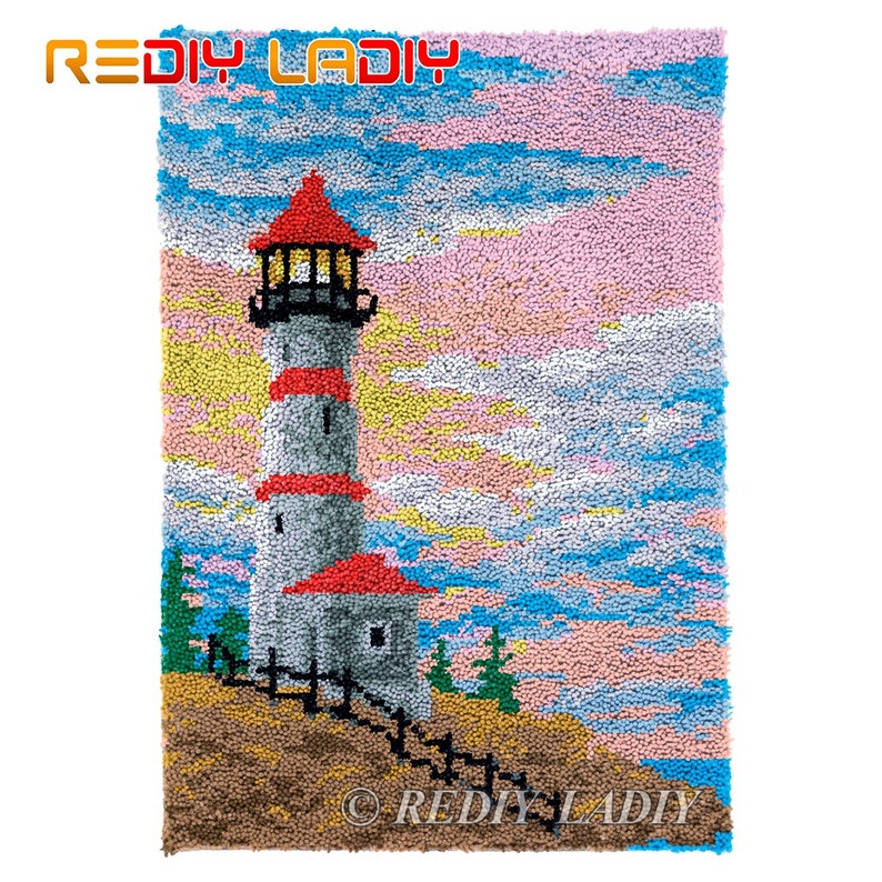 Latch Hook Rug Lighthouse Chunky Yarn Tapestry Kits DIY Carpet Etsy