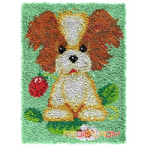 Teppich Set Cartoon Hund und Katzen Sitzkissen DIY Teppich Teppich Chunky Yarn Kunst Häkeln Wandteppich Geknotet Bodenmatte Basteln