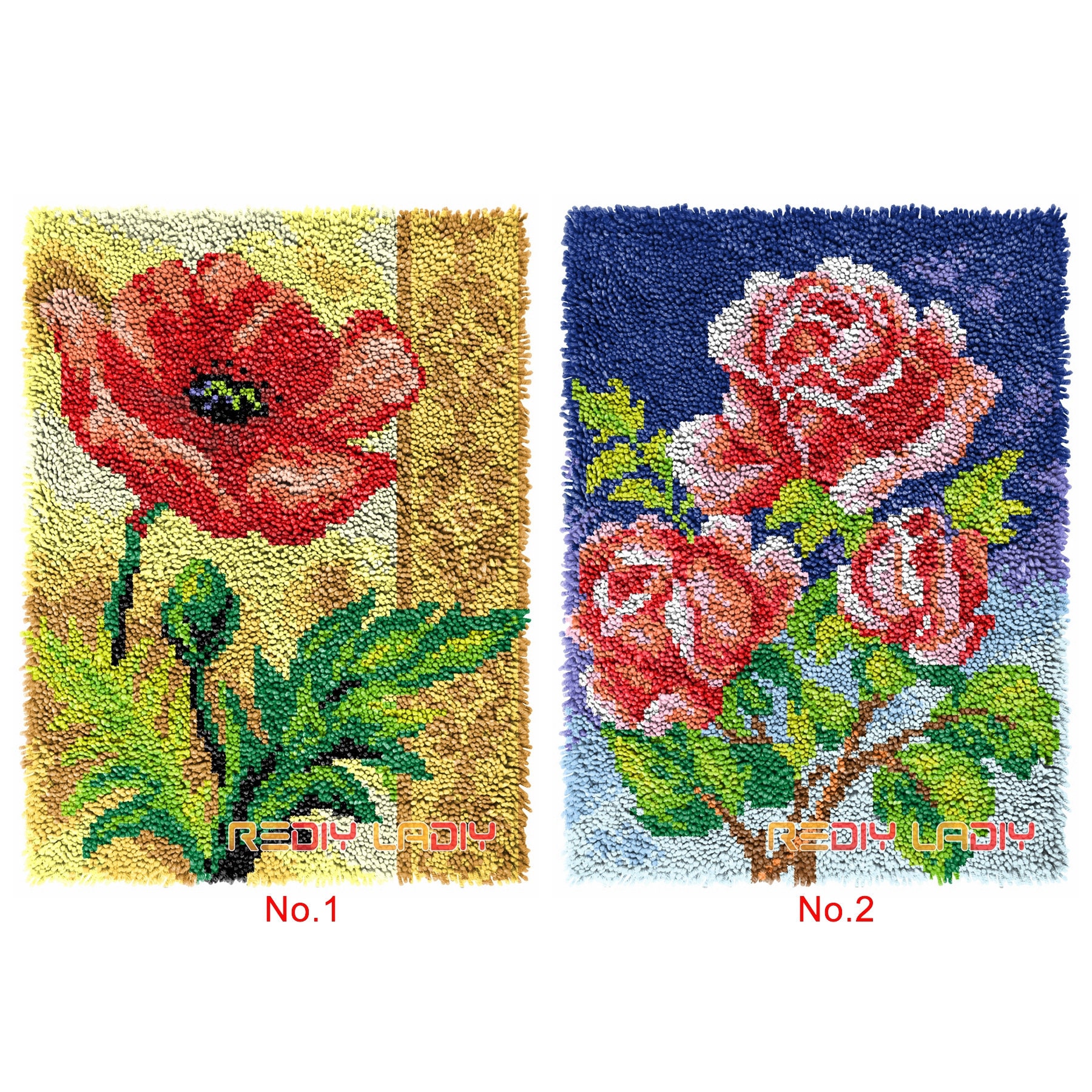 Latch Hook Rug Kit: Poppy and Rose DIY Seat Cushion, Chunky Yarn - Etsy