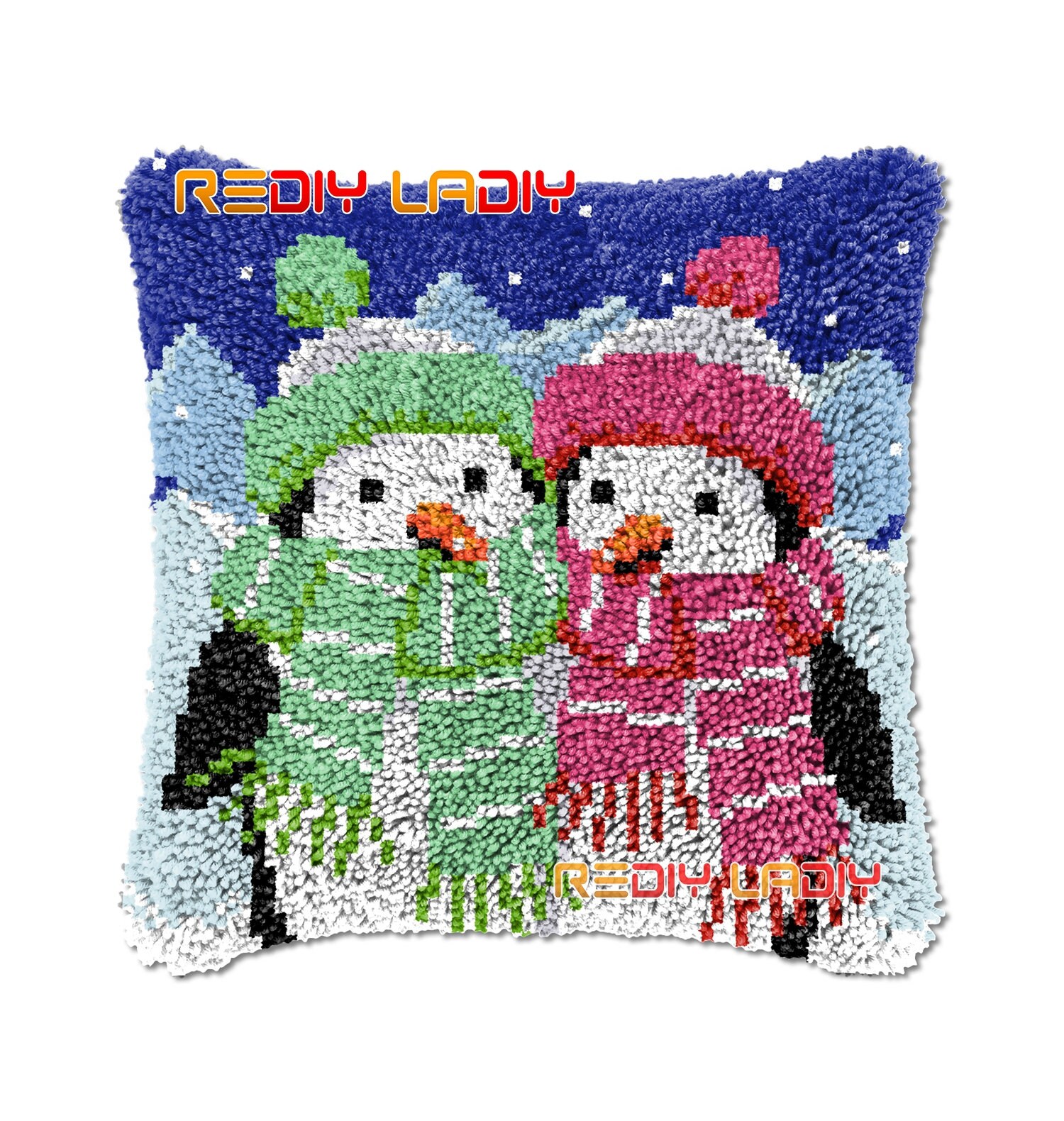 Latch Hook Cushion Two Penguins DIY Needlepoint Kits Chunky Etsy