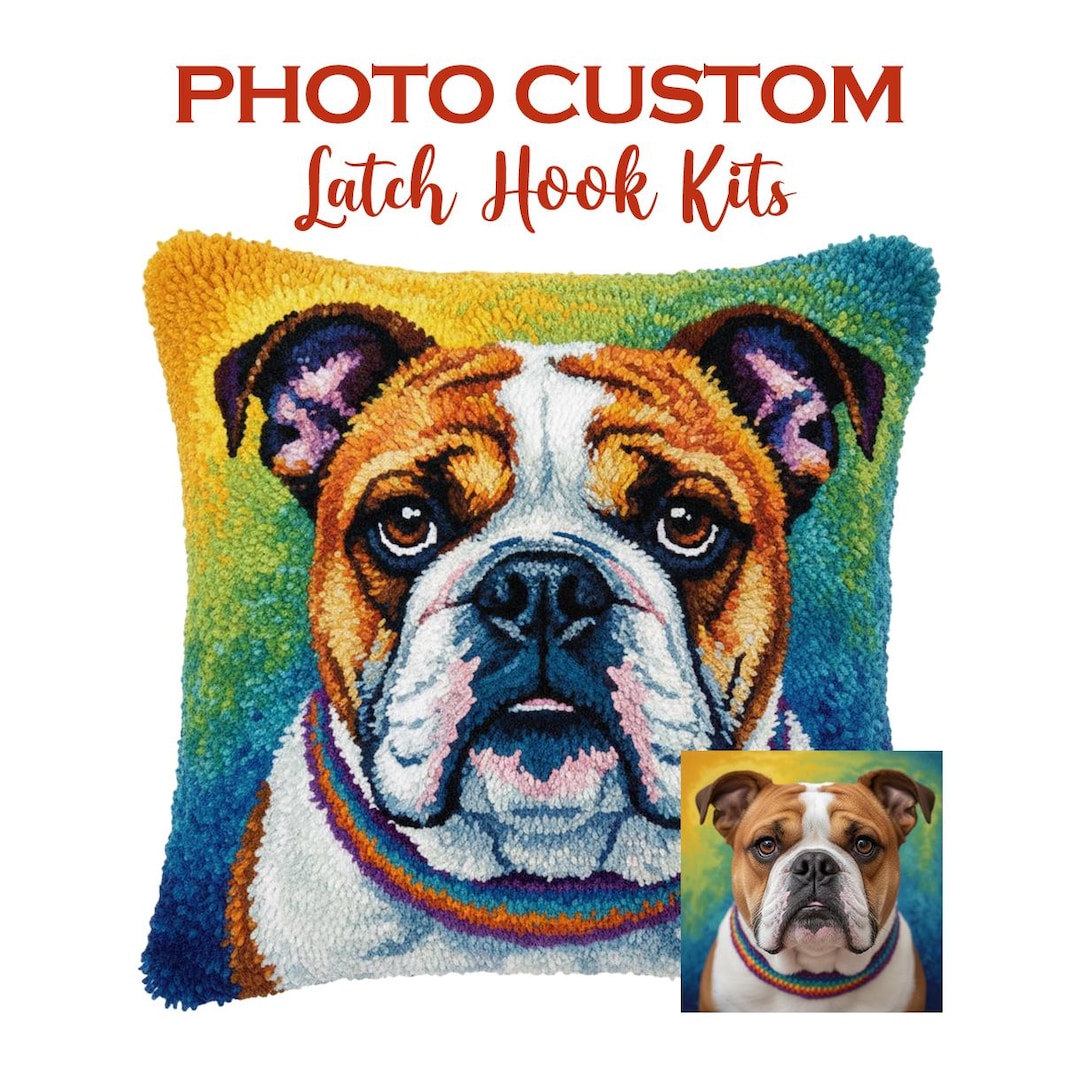 Custom Latch Hook Pillow Kit, Personalized Photo DIY Rug Hooking ...