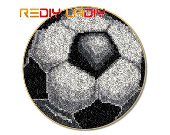 DIY Latch Hook Rug Kit: Sports Ball Plush Mat, Handmade Carpet Crafts