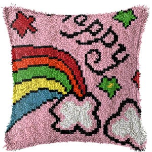 43x43cm Latch Hook Cushion Love Me Yes I Do Pre-Printed Color Canvas Acrylic Yarn Pillow Case Crochet Cushion Arts & Crafts