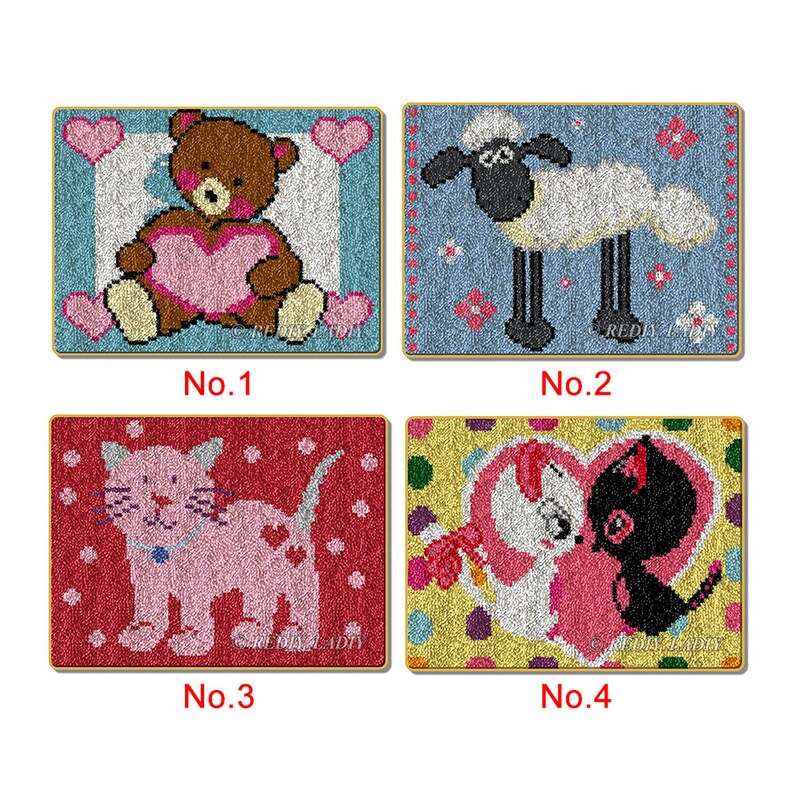 Latch Hook Rug Kits Pink Love Floor Mat PrePrinted Canvas Etsy