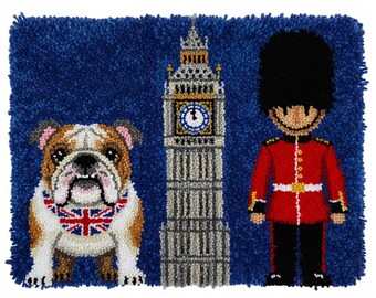 Royal London Zestawy do szycia dywanów z haczykami zatrzaskowymi, płótno wstępnie zadrukowane, 75 x 55 cm