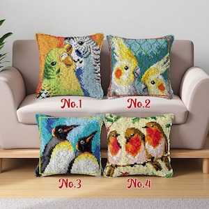 Birds Latch Hook Cushion Kit, DIY Pillow Case (43x43cm)