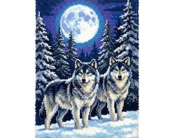 Night Moon Wolves DIY Klinkhaak Kit Volwassen Garen Muur Opknoping Kamer Decor