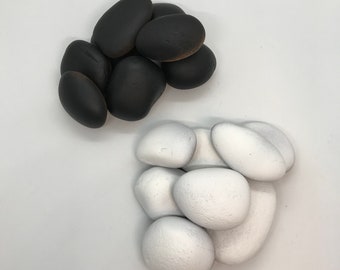 Dozen (12) Base Coated River Rocks for Painting in Black and White