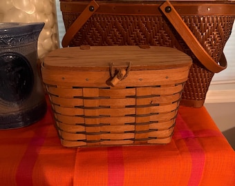 Handcrafted Longaberger Handwoven Brown Basket, with Plastic Insert, Dated 1991