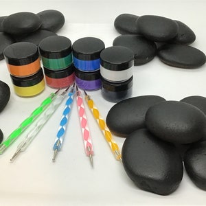 Unique Mandala Art Stone Painting Kit, Includes Rocks, 8 Paints & Mandala Dotting Tools