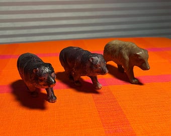 Set of Three Vintage Bear Figurine Toys