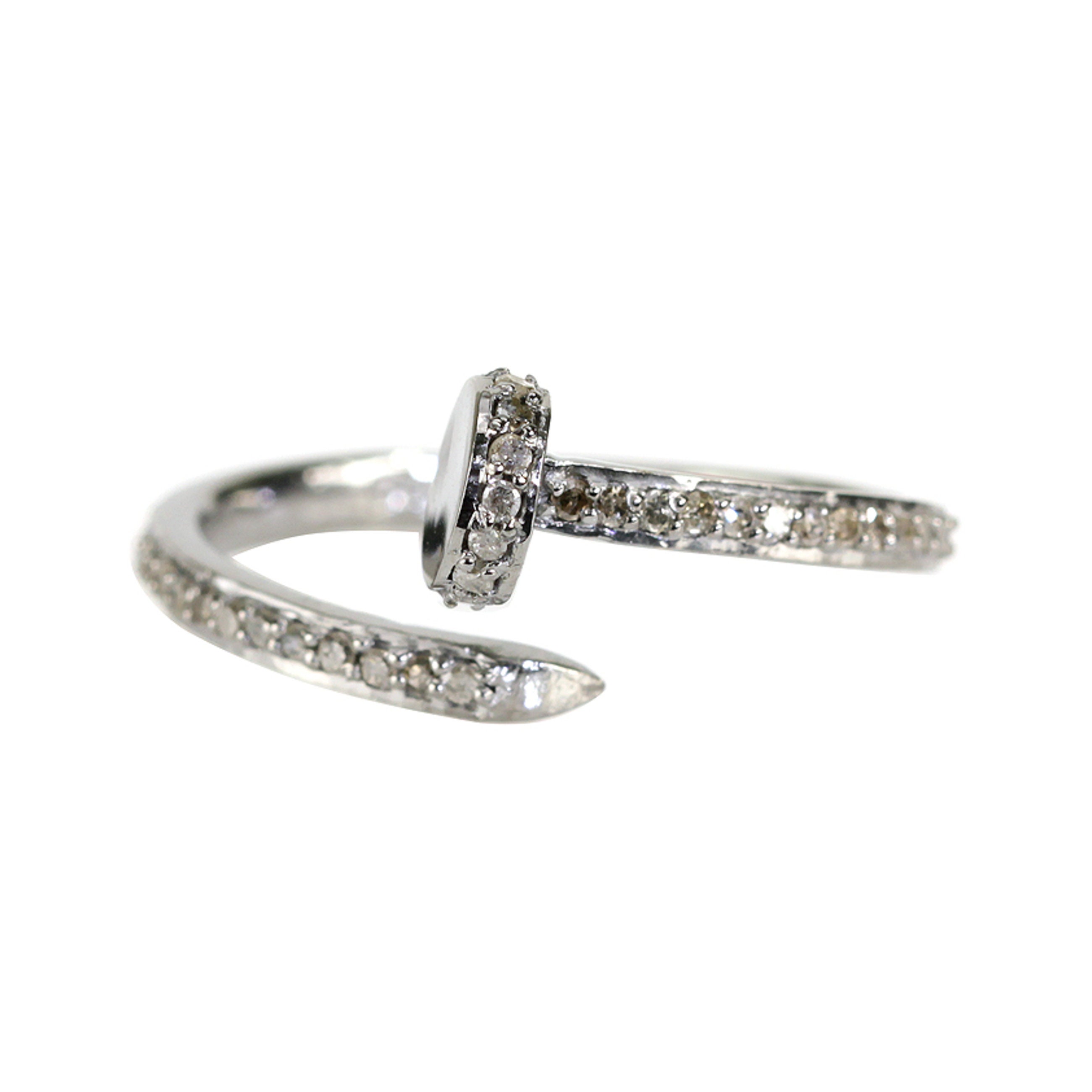 Natural Diamond Nail Shape Ring Sterling Silver Ring Etsy