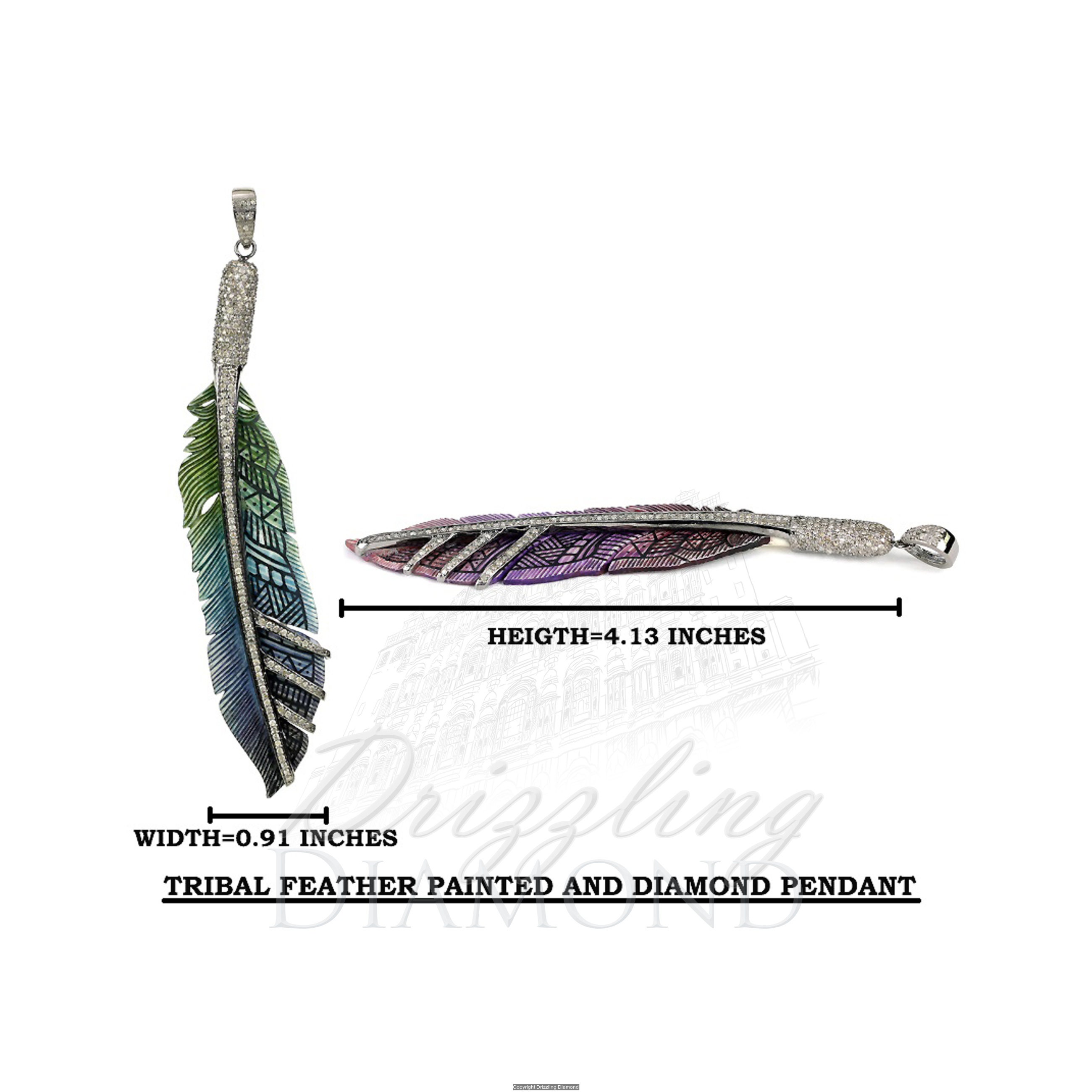 Natural Diamond Feather Pendant925 Silver PendantStatement Etsy