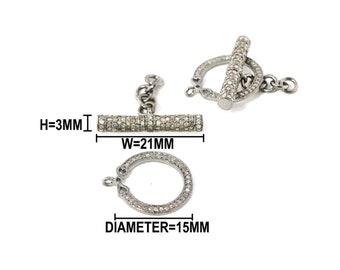 Pave Diamond Toggle Lock,925 Sterling Silver,Diamond Jewelry,Silver Findings,Pave Jewelry,Diamond Lock,Diamond Clasp,Jewelry Making Finding.