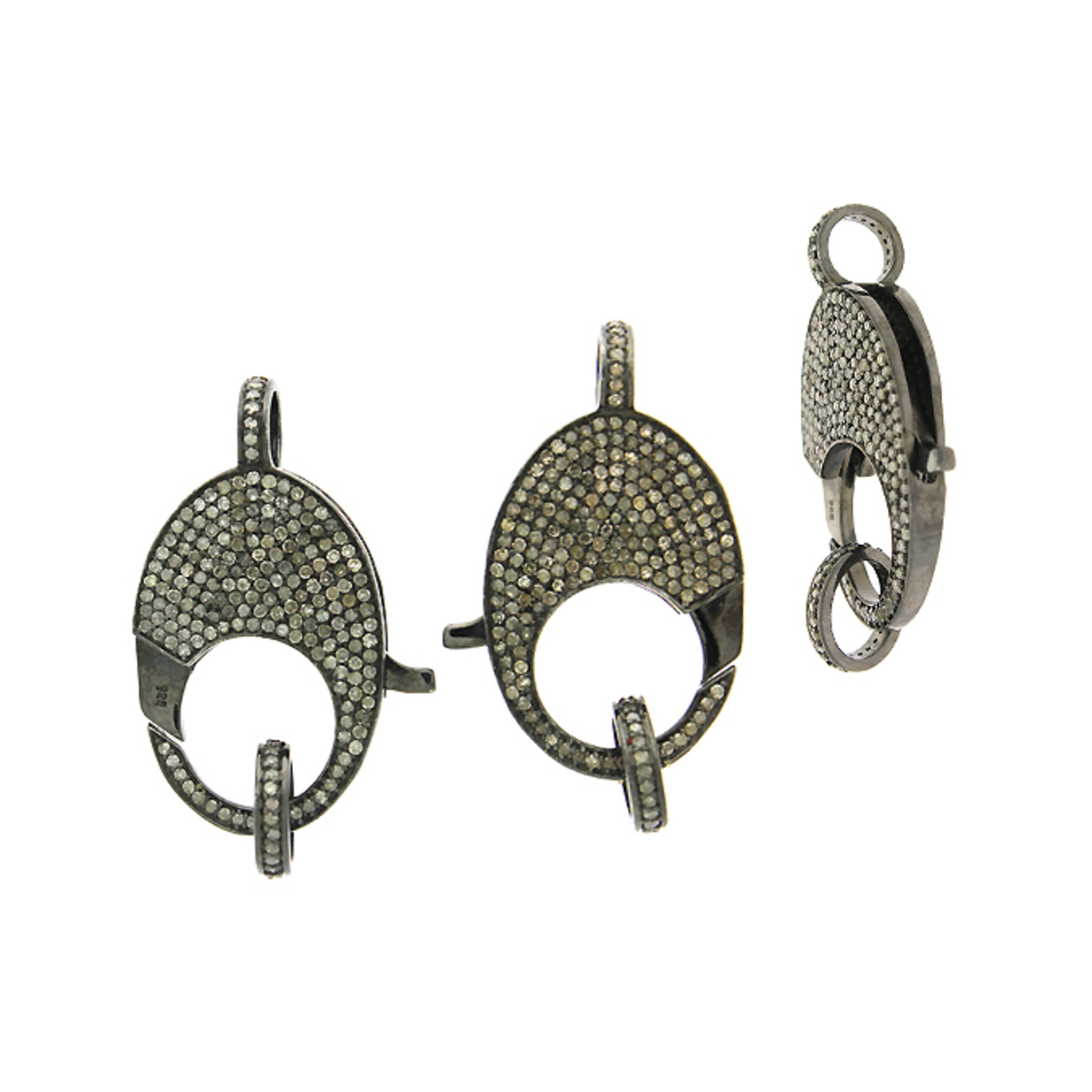 Diamond Clasp 925 Sterling Silver Findings Pave Diamond Etsy