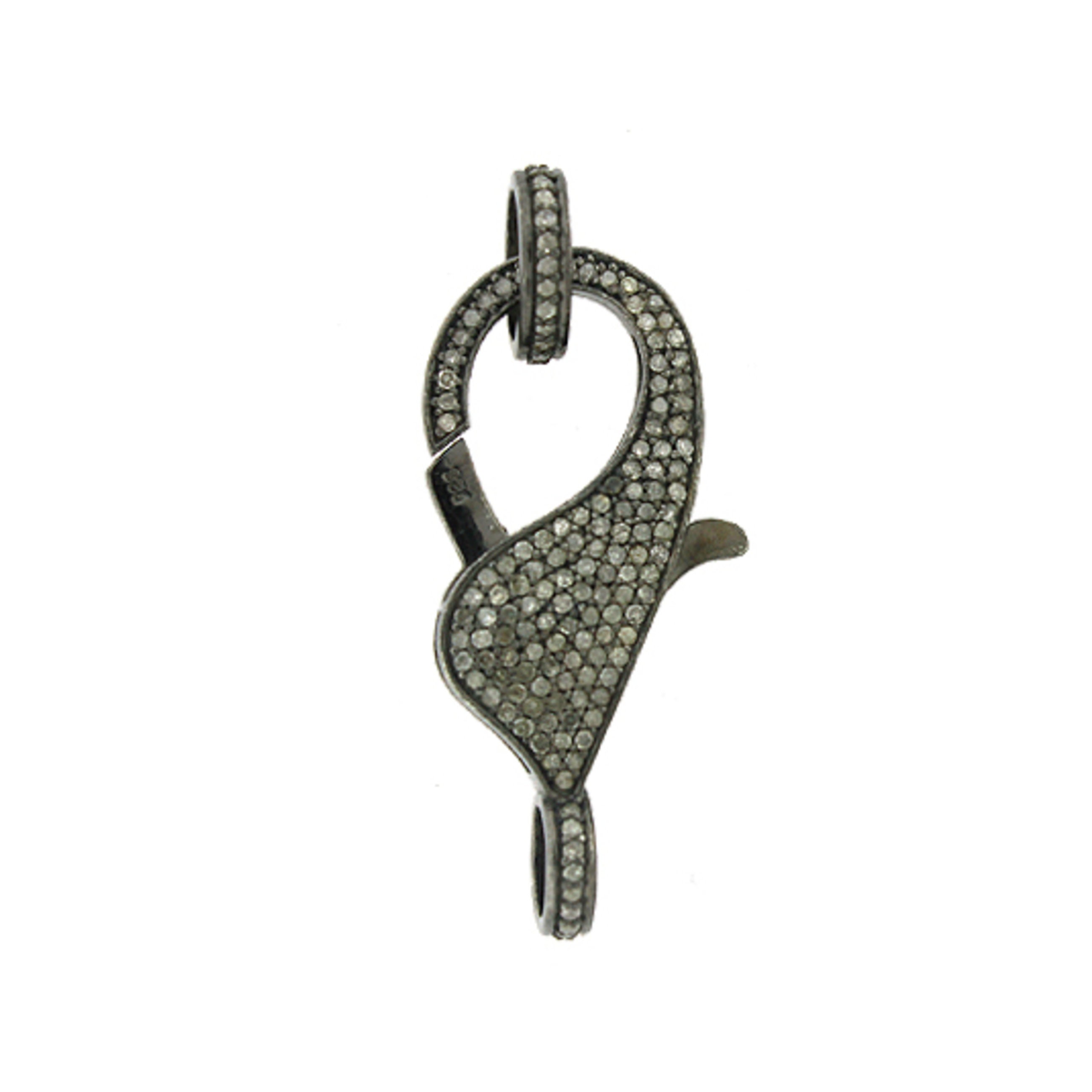 Diamond Clasp 925 Sterling Silver Findings Pave Diamond Etsy