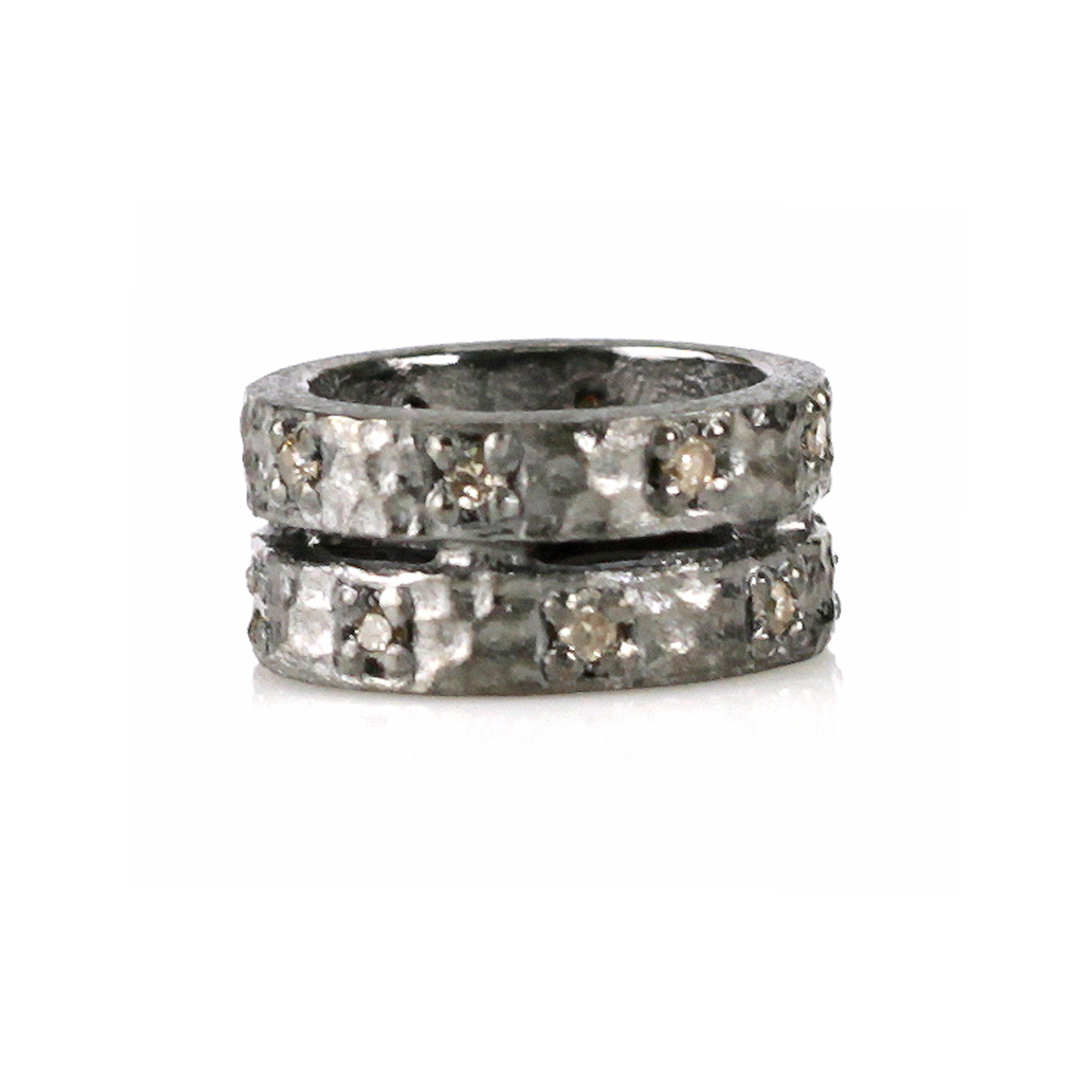 Natural Pave Diamond Spacer Stacked Spacer Wheel Charm Pave Etsy
